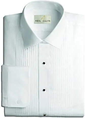 neil allyn mens tuxedo shirt polycotton laydown collar 14 inch pleat 165 x 32 33white