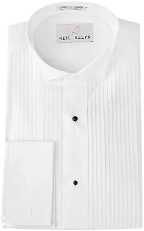 neil allyn tuxedo shirt 100 cotton wing collar with french cuffs 155 3435 white
